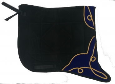 Saddlepad Barock for Showriding " Andaluz"  in black/royalblue with golden lace