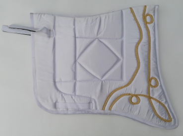 Saddlepad Barock for Showriding " Feria"  in pearl white with golden lace