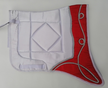 Saddlepad Barock for Showriding " Jerez"  in white/red with silver lace