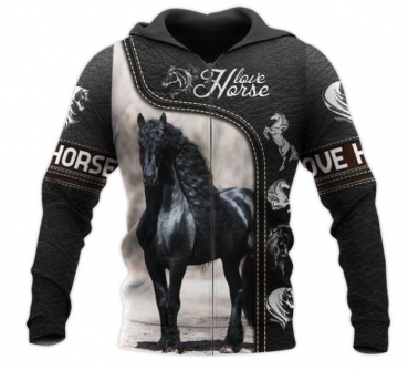 3 D Print Allover Sweat Jacket Hoodie Frisian Love