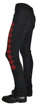 Damen Jodhpurreithose  "Astarte" in Black/red Größe 38 lang