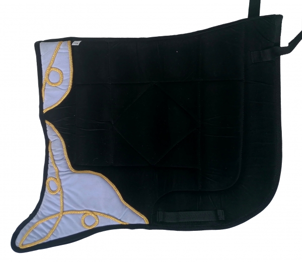 Saddlepad Barock for Showriding " Andaluz"  in black/white with golden lace