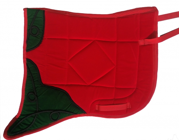 Saddlepad Barock for Showriding " Andaluz"  in red-green with black lace