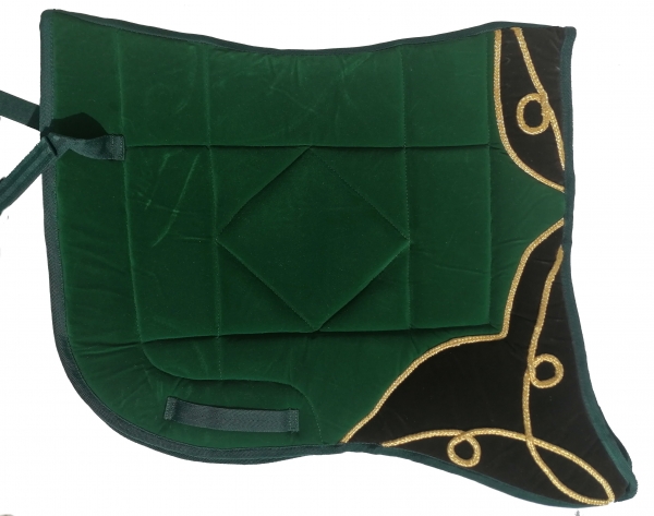 Saddlepad Barock for Showriding " Eleganza"  in green/black with golden lace