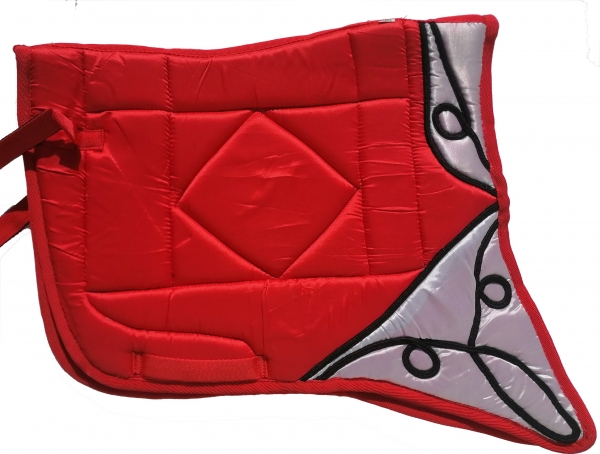 Saddlepad Barock for Showriding " Eleganza"  in red/white with black lace