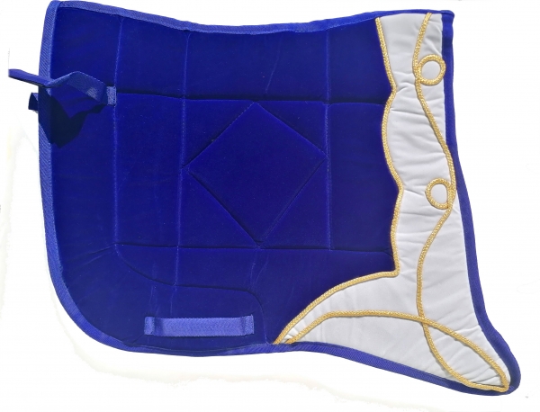 Saddlepad Barock for Showriding " Jerez"  in royalblue/white with golden lace