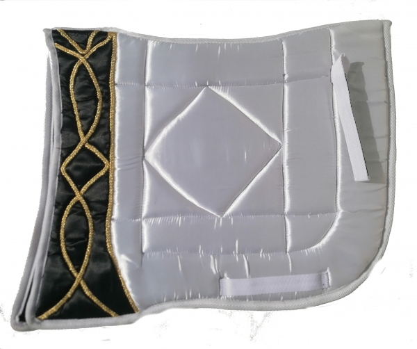 Saddlepad Barock for Showriding " Andaluz"  in white/black mit Gold -lace