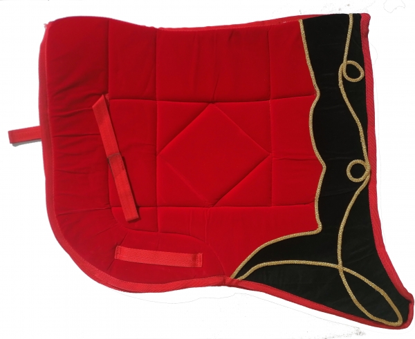 Saddlepad Barock for Showriding " Jerez"  in red /black with golden lace