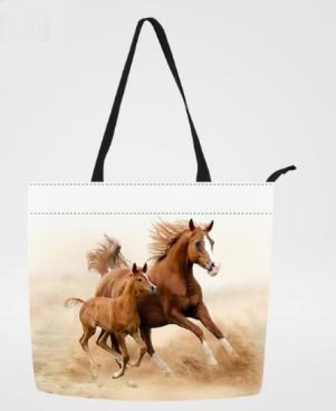 Strandtasche - Badetasche mit Pferdemotiv "Mare and foal" 38x44x8 cm