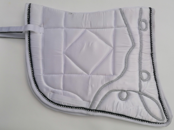 Saddlepad Barock for Showriding " Feria sparkle"  in pearl white with silver lace