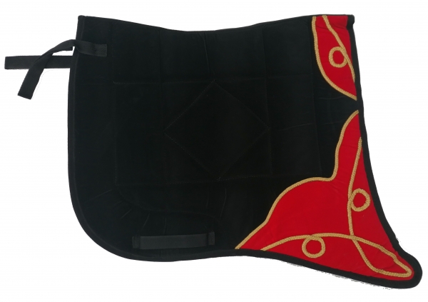 Saddlepad Barock for Showriding " Andaluz"  in black/rot with golden lace