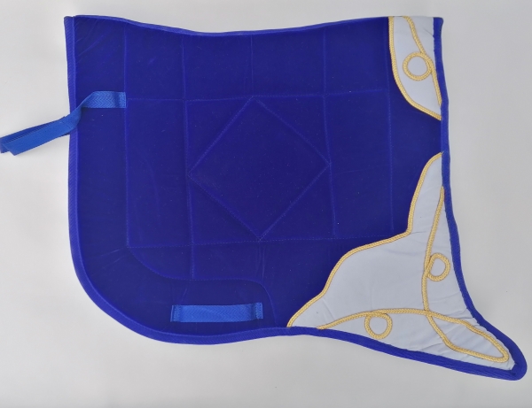 Saddlepad Barock for Showriding " Andaluz"  in royalblue/white with golden lace