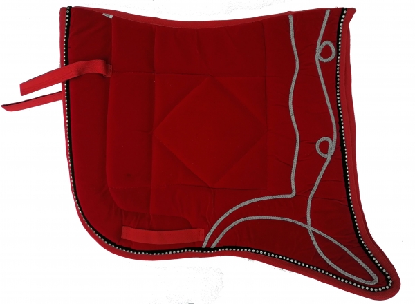 Saddlepad Barock for Showriding " Feria sparkle"  in red with silver lace