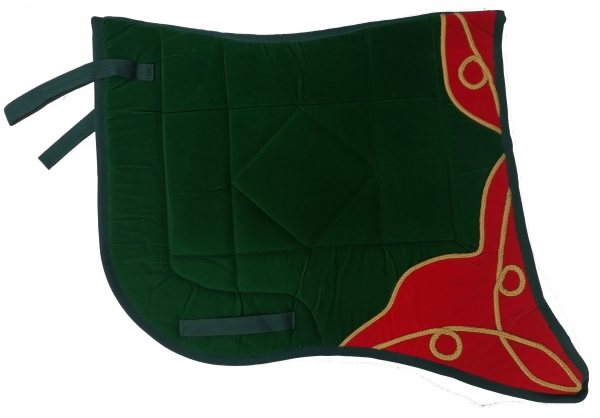 Saddlepad Barock for Showriding " Eleganza"  in green/red with golden lace