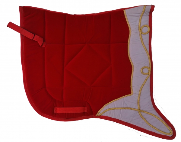 Saddlepad Barock for Showriding " Jerez"  in red /white with golden lace