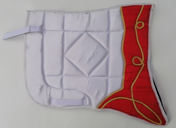 Saddlepad Barock for Showriding " Jerez"  in white/red with golden lace