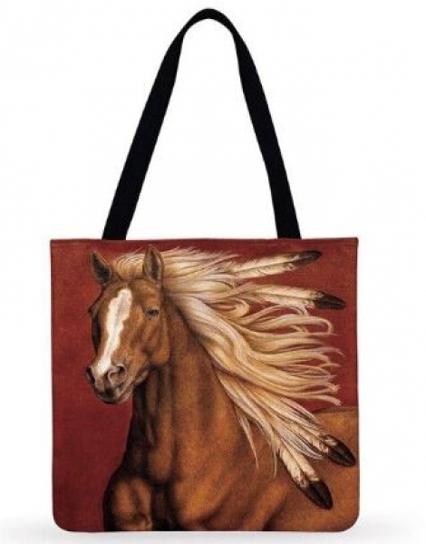 Einkaufstasche "Shopper" mit Pferdemotiv "Palomino Feathers" 40x40 cm