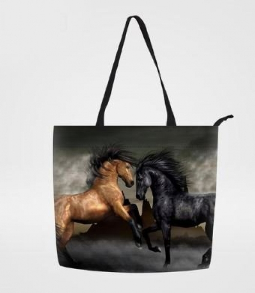 Strandtasche - Badetasche mit Pferdemotiv "Stallions" 38x44x8 cm