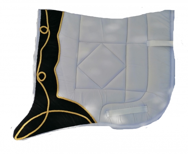 Saddlepad Barock for Showriding " Jerez"  in white/black with golden lace