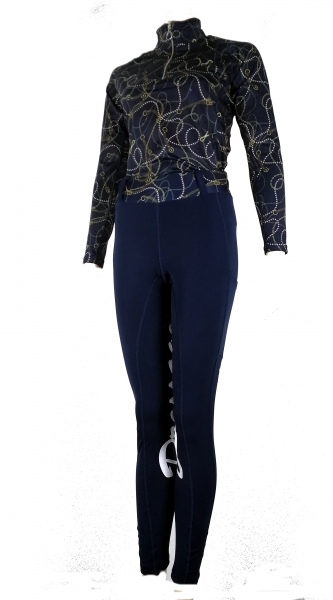 Reitleggings und Base Layer Shirt im Set mit High Grip "Dressage" in Navy