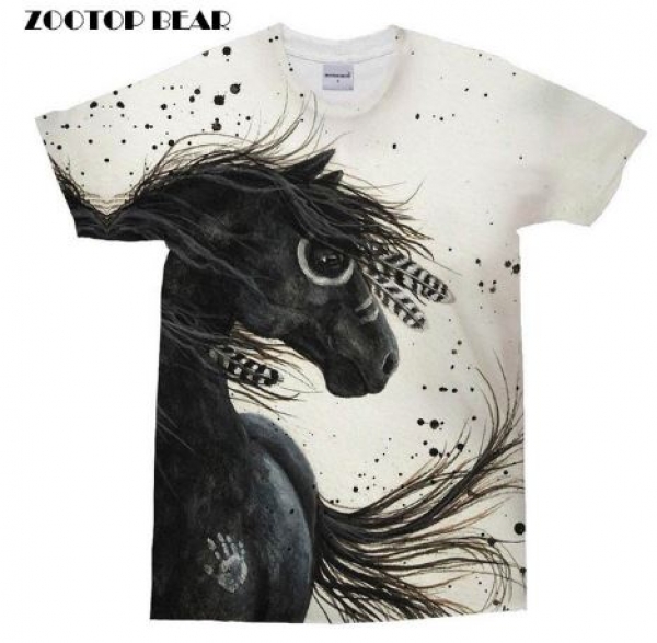 Zootop unisex T-shirt "Indian Black horse" Größe XXXL