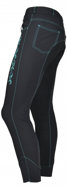 Damen Vollbesatzreithose "Summertime" in Schwarz/Blau