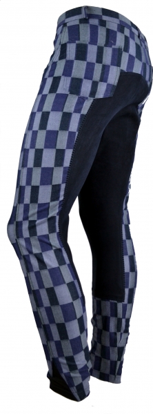 Damen Vollbesatzreithose "Patchwork" in Blau