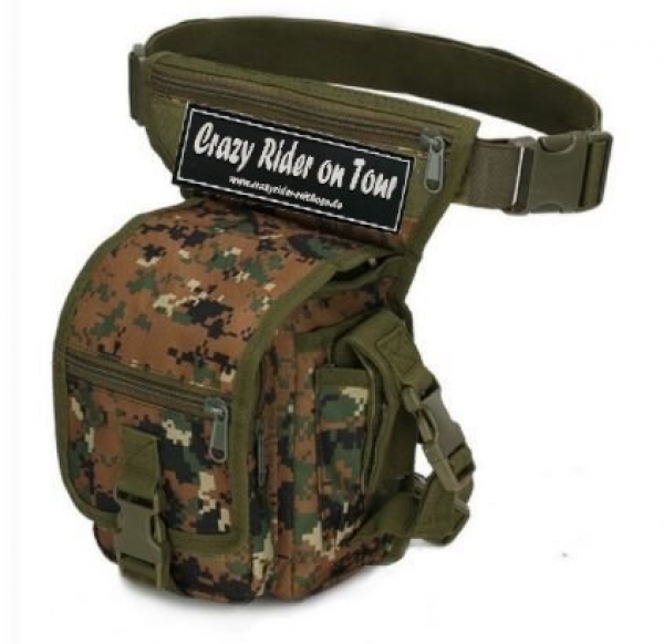 Wanderreiter-Tasche "Crazy Rider on Tour"  in Pixel-Camouflage Green