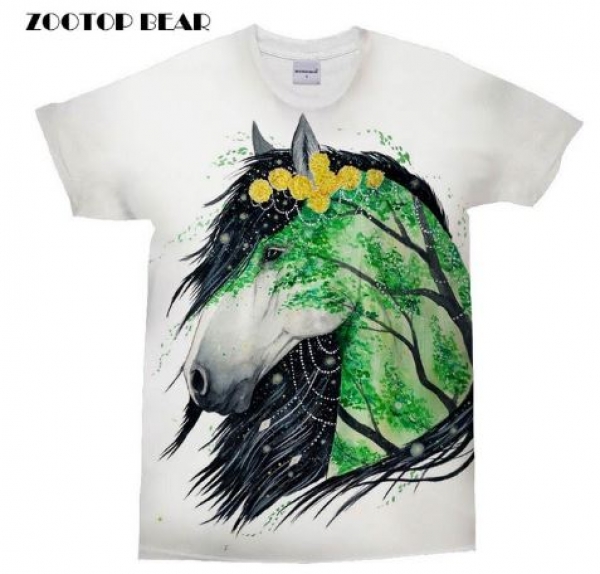 Zootop unisex T-shirt "Green horse" Größe XXXL