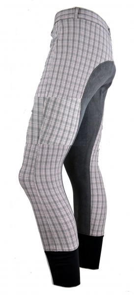 Damen Vollbesatzreithose  "Plaid Basic" in Grey - Rose