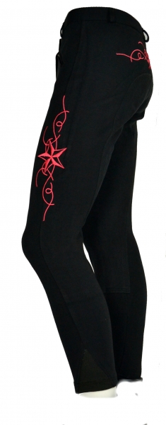 Damen Vollbesatzreithose "Starline" in Schwarz/Rot