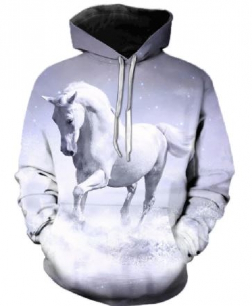 Neu! Leichter Unisex Hoodie "White Stallion" Größe S